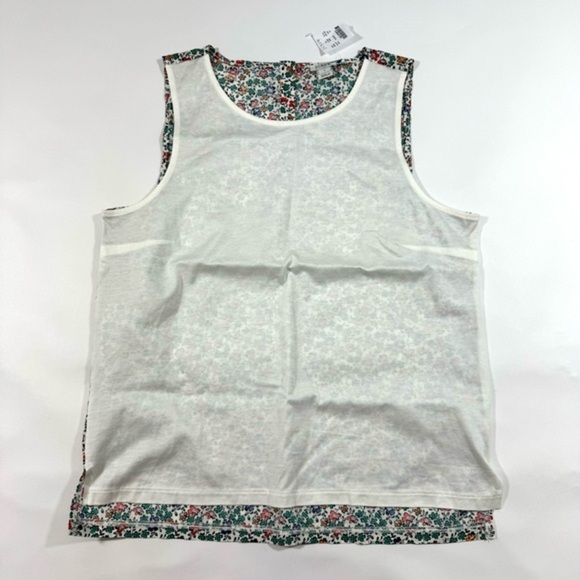 New J Crew Factory Contrast Sleeveless Tank Top White Floral H6132 - Picture 1 of 6